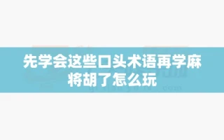 先学会这些口头术语再学麻将胡了怎么玩
